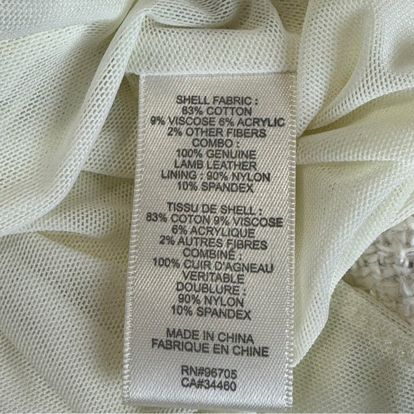Rebecca Taylor Luxe White/Ivory Tweed & Leather Trim Peplum Top Size 4 NWT - Picture 8 of 8